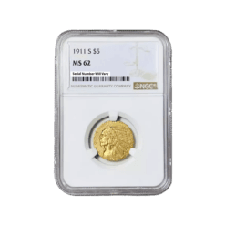 1911 S $5 Indian Head Gold - NGC MS62