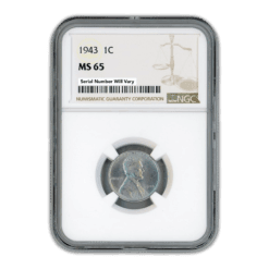 1943 Lincoln Steel Cent - NGC MS65