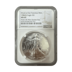1986(S) Silver Eagle Struck at the San Francisco Mint - NGC MS69 US Mint Sealed Box