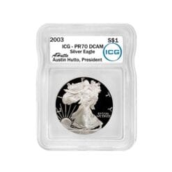2003 Silver Eagle - Austin Hutto Signature Label - ICG PR70 DCAM