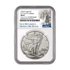 2024 (P) Silver Eagle NGC MS69 - First Star Privy - Founding Fathers Label