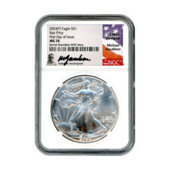 2024 (P) Silver Eagle Star Privy - Michael Gaudioso Signature Label - NGC MS70 FDI