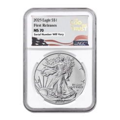 2025 Silver Eagle - In God We Trust Label - NGC MS70 First Releases