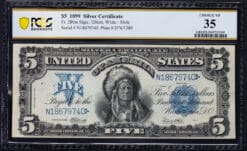 1899 Chief $5 Silver Certificate. PCGS Choice VF 35.