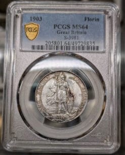 1903 Britain Florin 2 Shillings. PCGS MS64. Edward VII. Toned. Pop 6, 1 Finer