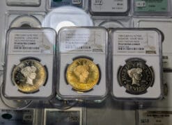 1985 Q-bah In Exile 3 Peso Coin Set. NGC. Richard Lobel Fantasy Issues