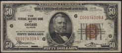 Fr.1880-G 1929 Chicago $50 Federal Reserve Bank Note Very Fine Pen