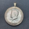 1964 Kennedy Half Dollar 50 Cent Uncirculated Sterling Silver 925 Bezel Pendant