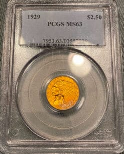 1929 $2.50 Gold Indian. PCGS MS63
