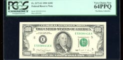 DBR 1990 $100 FRN Richmond Fr. 2173-E PCGS 64 PPQ Serial E59084416A