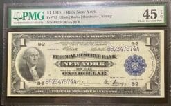 1918 New York "Green Eagle" $1 Federal Reserve Bank Note, PMG Choice Extremely Fine 45 EPQ.