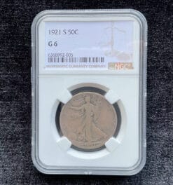 1921-S Walking Liberty Silver Half Dollar 50C NGC G6, Key Date, Nice Coin