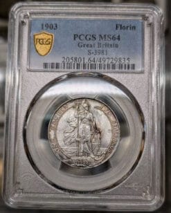 1903 Britain Florin 2 Shillings. PCGS MS64. Edward VII. Toned. Pop 6, 1 Finer