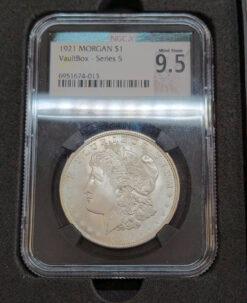 1921 Morgan Silver Dollar. NGCX 9.5 (MS65). Vaultbox Series 5.