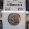 1857 Braided Hair Large Cent. Small Date variety. ANACS AU58, Soapbox Holder.
