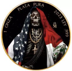 2023 Mexico Libertad Chicano Santa Muerte 1 oz silver 24k Gold gild coin