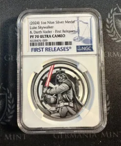 2024 1 oz Silver Nive Silver Medal Luke Skywalker & Darth Vadar NGC Pf70 UC FR