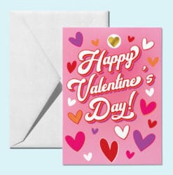 Happy Valentine's Day Pink Card 100mg (0.1g) Gold Foil
