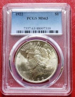 1922 PCGS MS63 Silver Peace Dollar