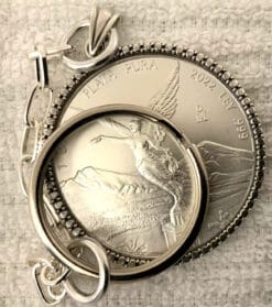 Lady Libertad 2022 BU 1 Ounce Pure Silver Coin W/Sterling Silver Bezel Keychain