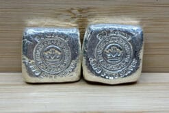 2x Silver Square Monarch Metals 50 Gram Hand Poured Square .999 Fine (100g total