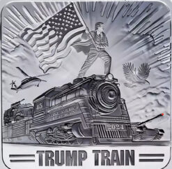 5X - 1 Oz.999 Fine Silver Square 2024 Trump Train Silver Bar BU Coin