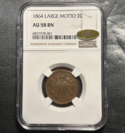 1864 2c NGC AU58 Gold CAC
