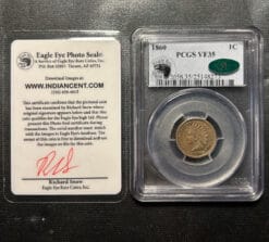 1860 1c PCGS VF35 CAC E.E.