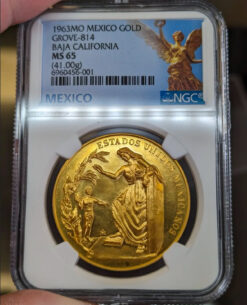 1963 Mexico Gold Medal. Grove-814. Baja California Constitution Anniversary