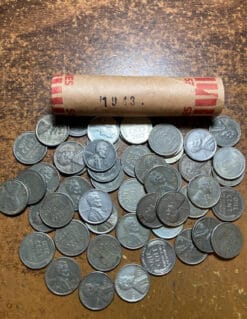 1943 (P) STEEL LINCOLN WHEAT CENT PENNY ROLL (50 coins), nice condition