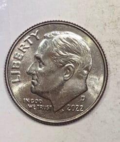 2022 D Roosevelt Dime, High Grade Coin With DDO/DDR and RPM AU++