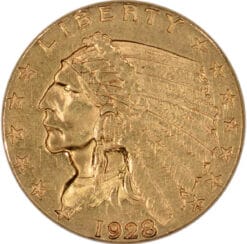 US Gold $2.50 Indian Head Quarter Eagle - Almost Uncirculated - Random Date