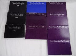 1980-1989 Lot of 10 US Mint Proof Sets 52 Coins OGP Ten Complete Sets Box & COA