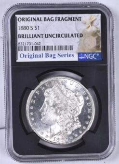1880-S Morgan Silver Dollar NGC Brilliant Uncirculated Original Bag Fragment