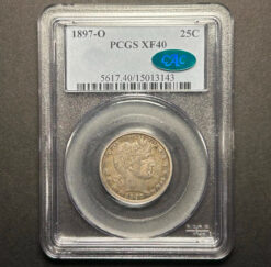 1897-0 Barber Quarter certified PCGS XF40 CAC. Scarce date in higher grade.